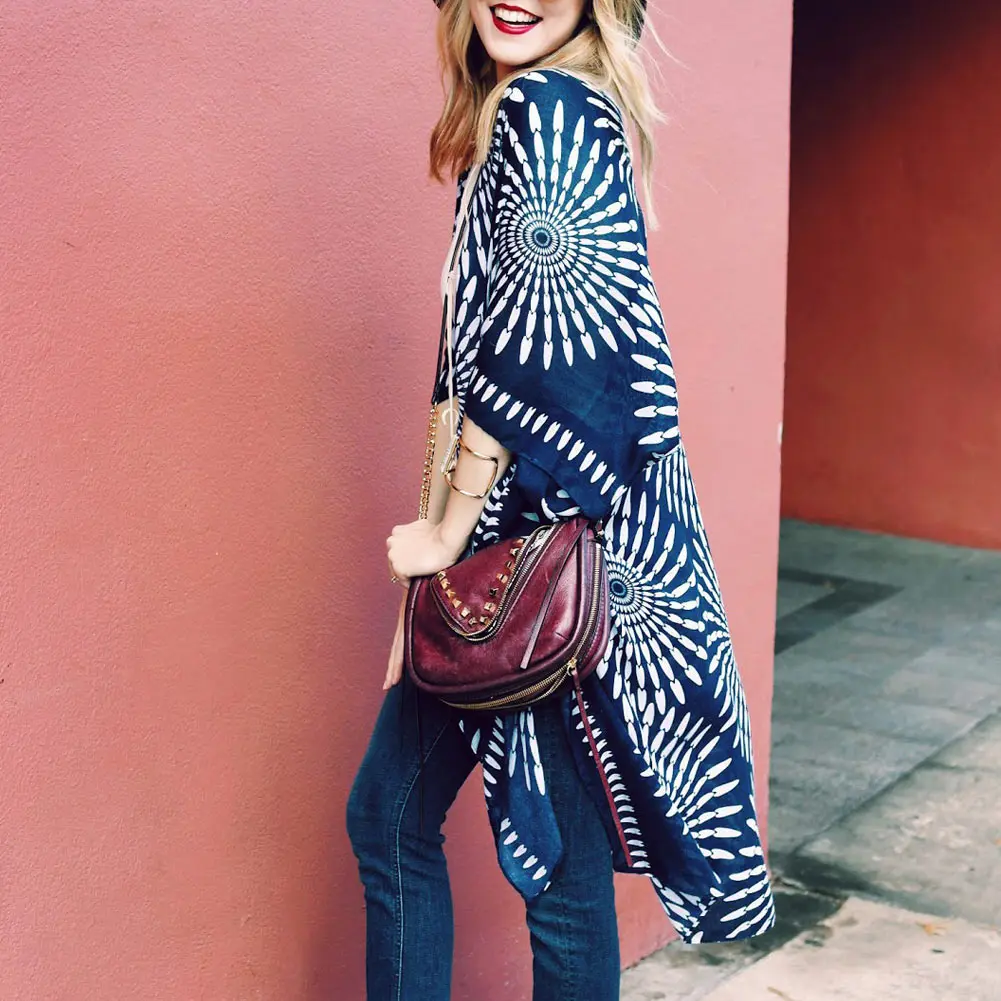 

Long Printed Beach Cover Up Bikini Kaftan Summer Women Swimsuit Covers Beach Bathing Suit Swimwear Sexy Beach Dress 2019 Fashion