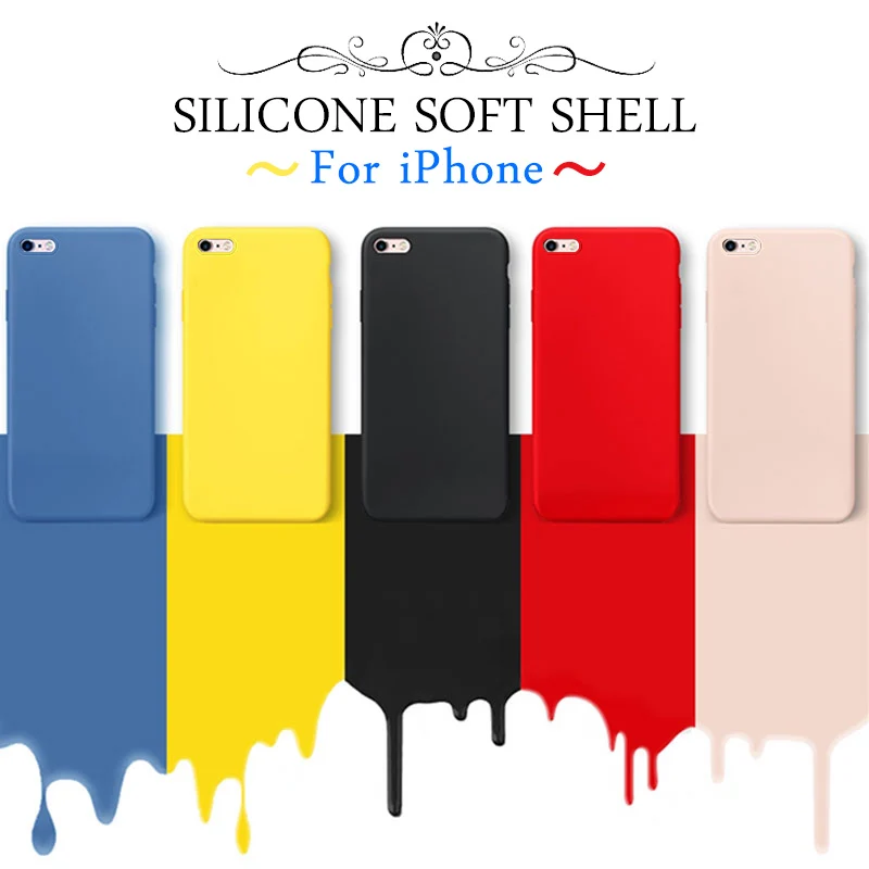 

Luxury Soft Silicone Case on for iPhone 7 8 plus 6 6s x xs max xr 11 Pro Shockproof Case TPU Silicone Back Cover Protective case