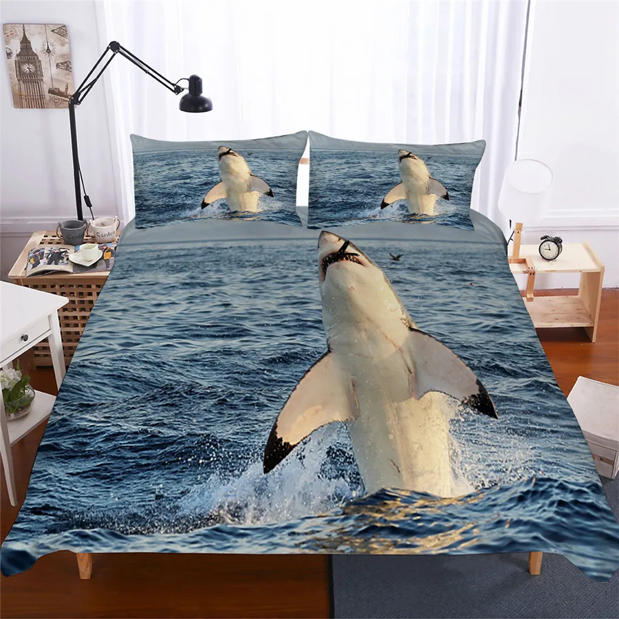 

Bedding Set 3D Printed Duvet Cover Bed Set Shark Home Textiles for Adults Lifelike Bedclothes with Pillowcase #SY14