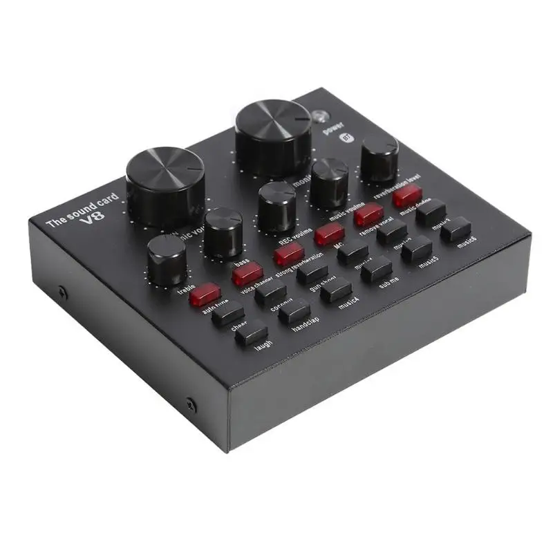 

V8 Live Broadcast Sound Card Audio External USB Headset Microphone Live Broadcast Sound Card for Mobile Phone Computer PC