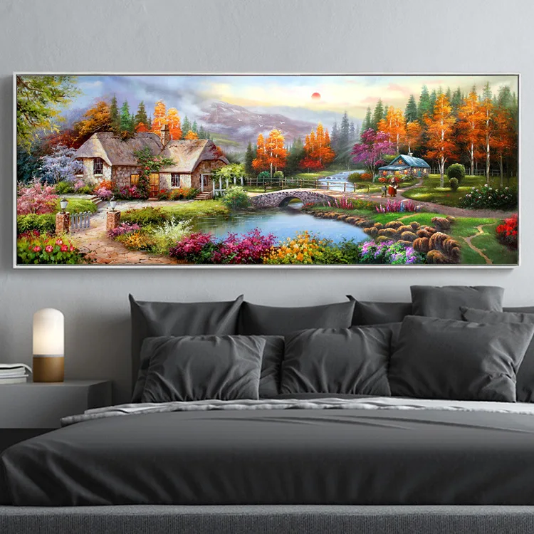  Diamond Painting Full of Crystals New Style Living Room Bedroom European Oil Painting Town Scenery  - 32971954137