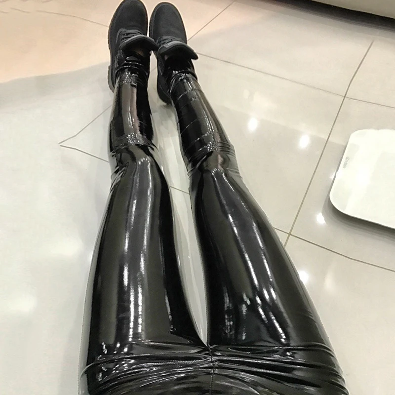 

Plus Sizes PU Leather Pants Women 2019 Elastic High Waist Black Sexy Female Summer Trousers Jegging Casual Tight Pencil Pants
