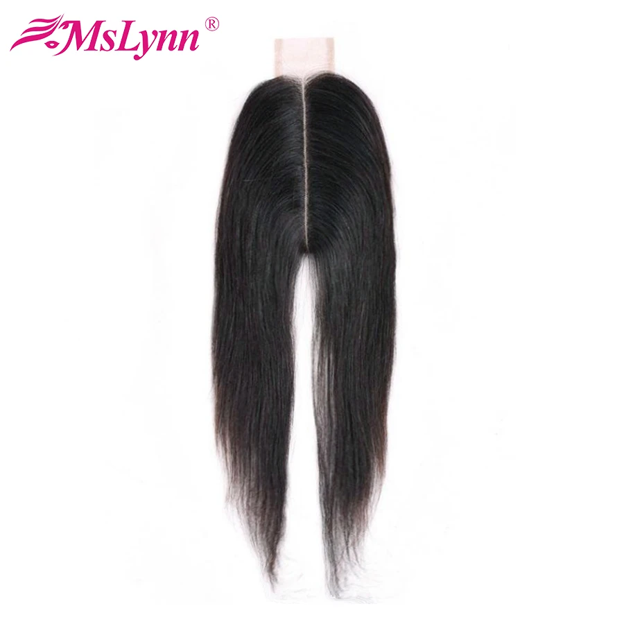 

2x6 Lace Closure Brazilian Straight Pre Plucked Human Hair Closure With Baby Hair Middle Part 8-22 Mslynn Remy Hair Lace Closure