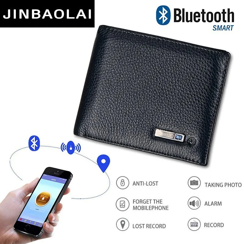 

Smart Puese Genuine Leather High Quality Smart Wallets Anti Lost Intelligent Bluetooth Purse Card Holder Suit For IOS,Android