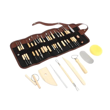 

30PCS Professional Safe Practical Wooden Handle Durable Carving Tool Set Ceramic Clay Tools for Shaping Modeling Cutting Carving