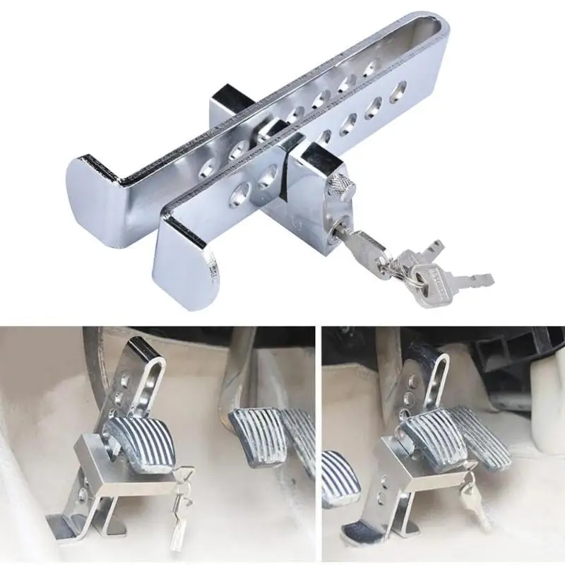 

7 Hole Universal Auto Car Brake Clutch Stainless Steel Anti-Theft Strong Security Cars Trucks Clutch Pedal Lock Accelerator