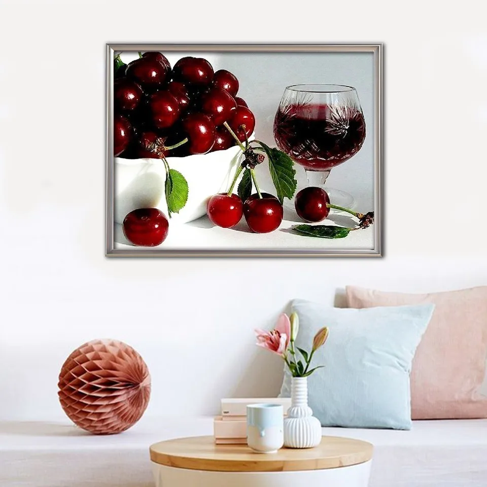 EverShine Diamond Embroidery Cherry Picture Of Rhinestones Full Round/square Diamond Painting Fruit Cross Stitch Diamond Mosaic