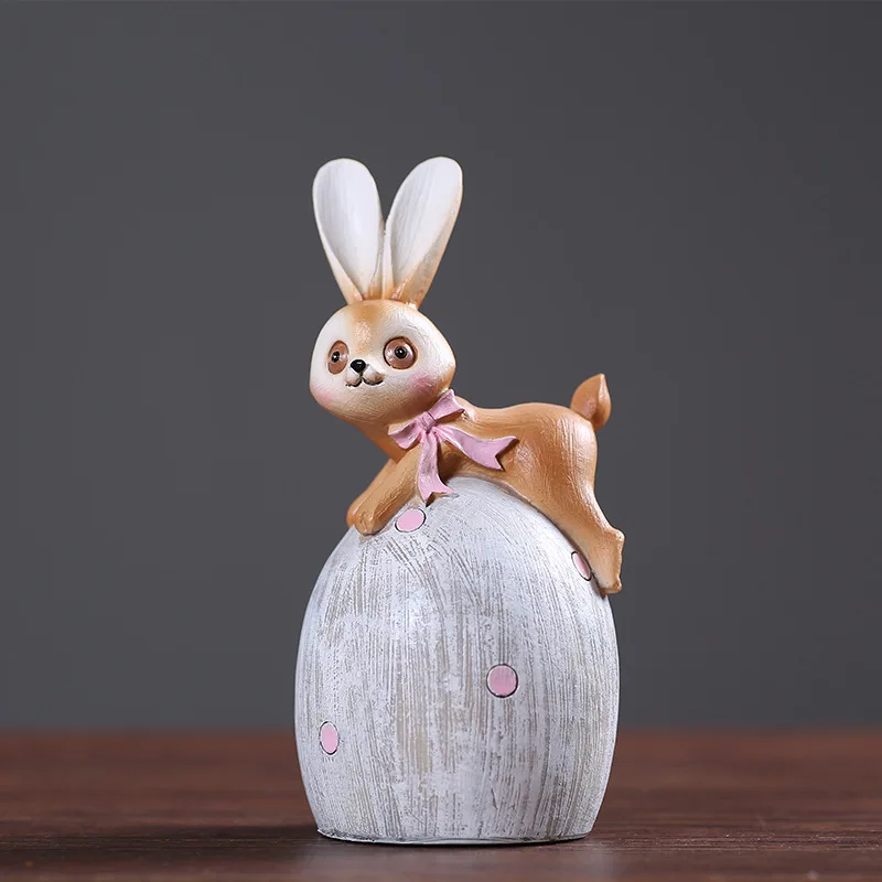 Кролик пасхальное украшение дома статуя кролика Kawaii аксессуары изделия из смолы