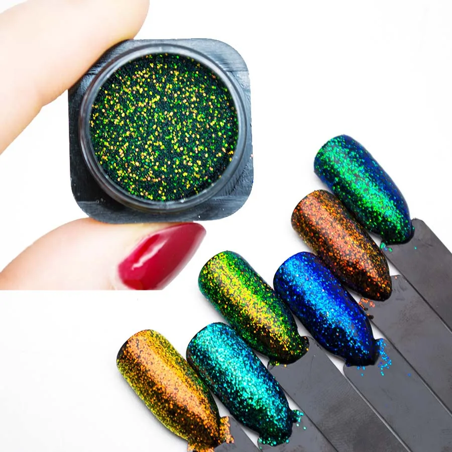 

Multiple Colour Changing Glitter Sequins Nail Flakes For Nails Sparkles Chameleon Powder Dust Nail Art Decorations SF3050