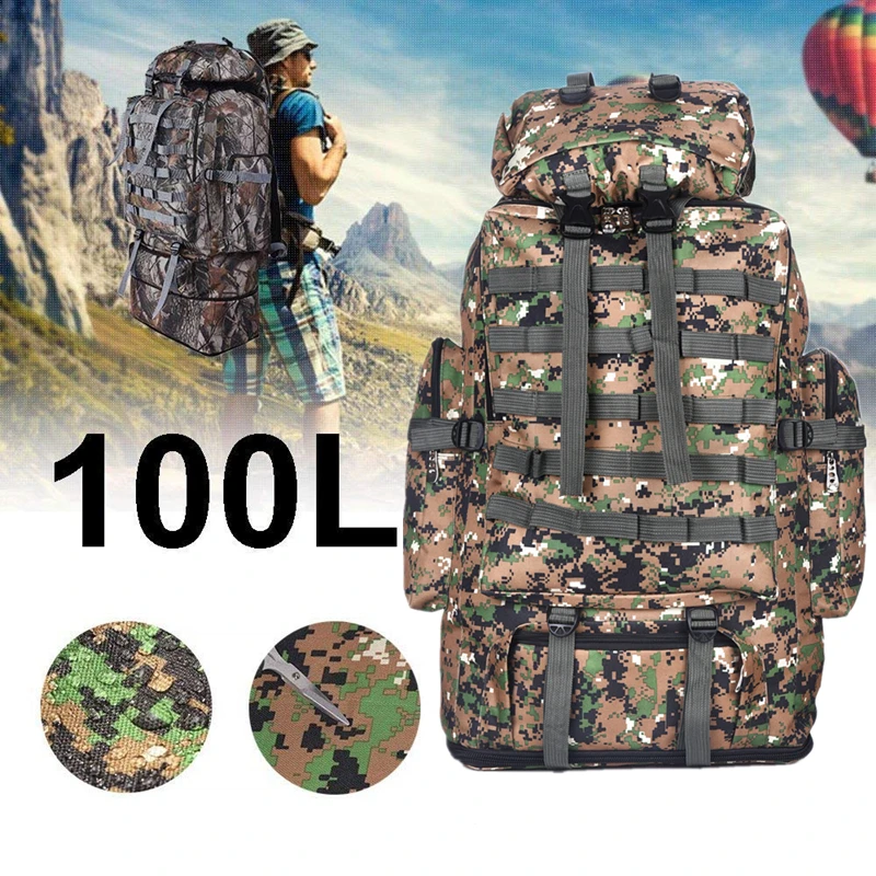 100L العسكرية على ظهره رخوة حقائب التخييم الظهر التكتيكية على ظهره الرجال كبيرة تسلق التنزه الجيش السفر في الهواء الطلق الرياضة حقيبة كيس