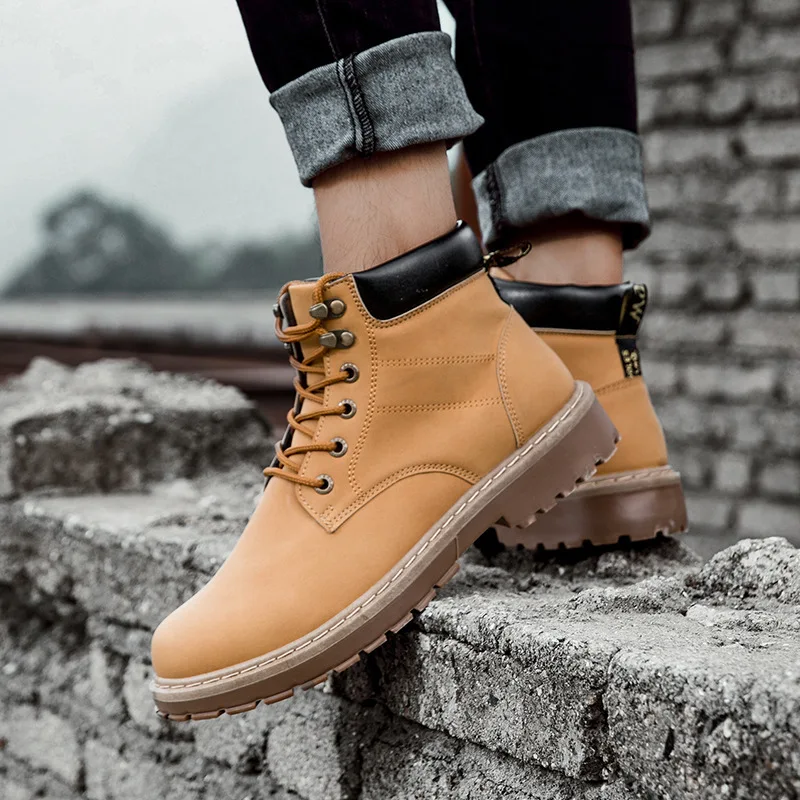 Мужские ботинки Martens кожаная зимняя теплая обувь мужские мотоциклетные
