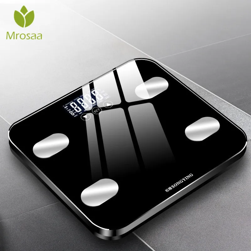 Mrosaa Smart Weighing Scale Electronic Body Fat Scales Black LED