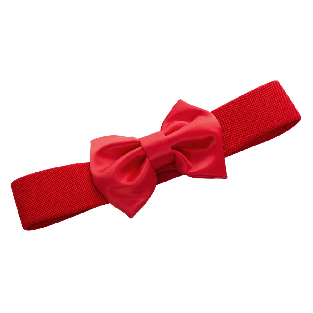 

Black/red elegant Women belts Ladies girl Big Bow-Knot Decorated formal & casual party Stretchy Elastic Waist Belt Waistband