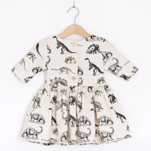 

Hot Sale Summer Kids Newborn Baby Girls Cartoon Animal Print Half Sleeve Dinosaur Mini Dress Casual Outfits Cotton Clothes 0-3T