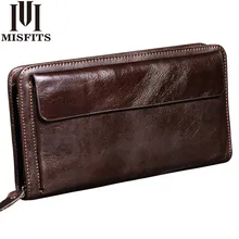 MISFITS NEW Men Wallet Genuine Leather Brand Vintage Organizer Wallets Male Clutch Bag Zipper Coin Purse Cell Phone Long Purse MISFITS NEW Men Wallet Genuine Leather Brand Vintage Organizer Wallets Male Clutch Bag Zipper Coin Purse Cell Phone Long Purse