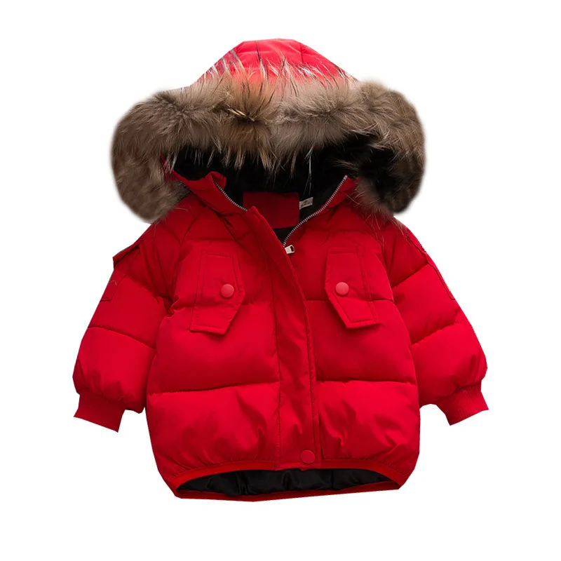 

2018 new winter children's clothing children's cotton coat Korean version of the big scorpion fur collar thick baby cotton jacke