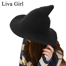Liva девушка корейский стиль Женская ведьма Вязаная Шерстяная Шапка широкий Панама с полями шляпа рыбака осень остроконечные шляпы для Хэллоуина аксессуары