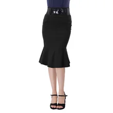 Женская юбка с завышенной талией и поясом, юбка миди, эластичная юбка-карандаш «русалка», облегающая юбка