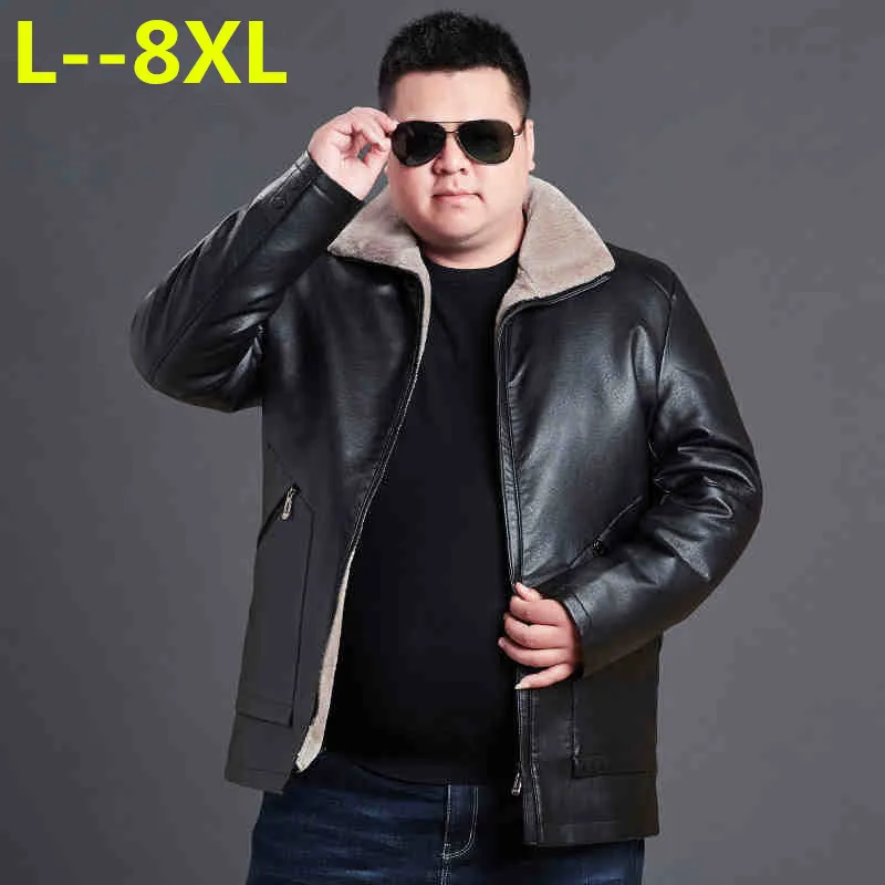 

8XL 7XL 6XL Men Sheepskin Leather Winter Jacket Think Warm Fur One Men's Motorcycle Genuine Leather Coat Real leather jacket men