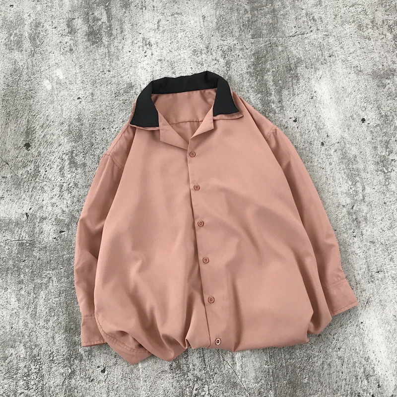 

Men's 2019 light and cool Summer new loose large size Hong Kong style tile men's seven-point short-sleeved shirt men's clothing