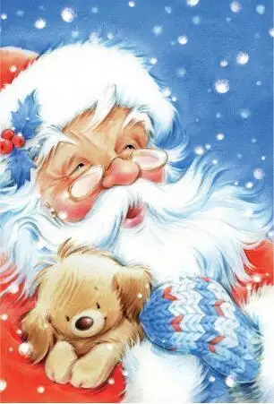 Full Drill Square Santas Christmas Dog Diamond Painting Kit - DIY Cross Stitch Rhinestone Mosaic | Дом и сад