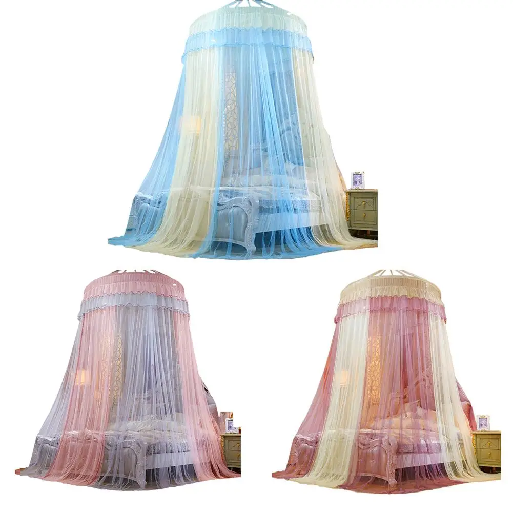 

Colorblocking Dome Bed Canopy Princess Queen Mosquito Net Bed Tent Floor Length Curtain Colorblocking Dome Mosquito Net