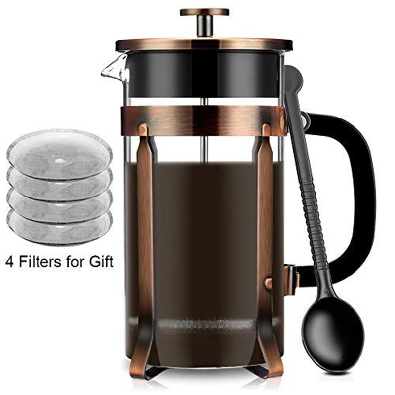 online FIMEI TCM D04D 1000 ml Cafeteira Imprensa Francesa Com 304 Aço Inoxidável Imprensa do Café Para O Café Chá Escritório Camping 4 filtro