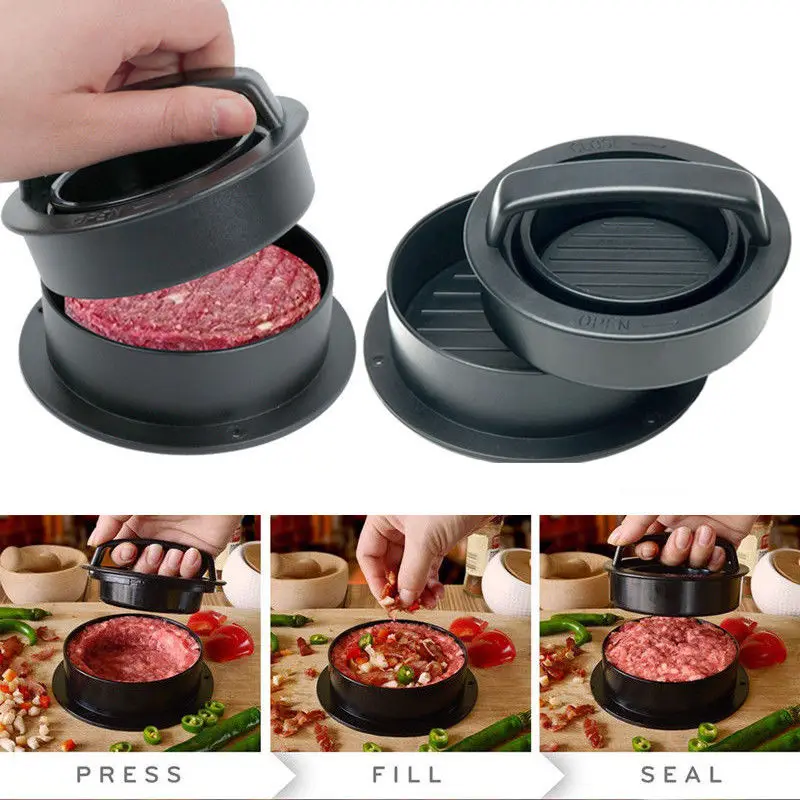 

1 Set Round Shape Patty Press Makers Hamburgers Mould Meat Beef Grill Burger Press Maker Mould BBQ DIY Kitchen Tools