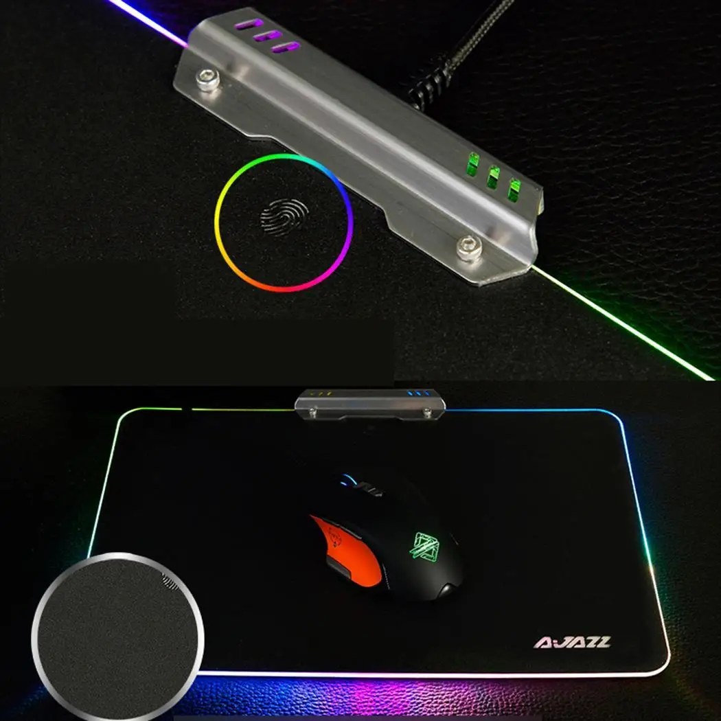 Светодиодный USB проводной игровой Мышь Pad черный красочные Подсветка игры 8