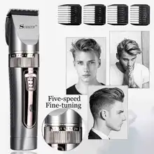 Surker, профессиональный триммер для волос, перезаряжаемая цифровая машинка для стрижки волос, 5 скоростей, тонкая настройка, триммер, бритва для бороды, керамическое лезвие, Sk-639