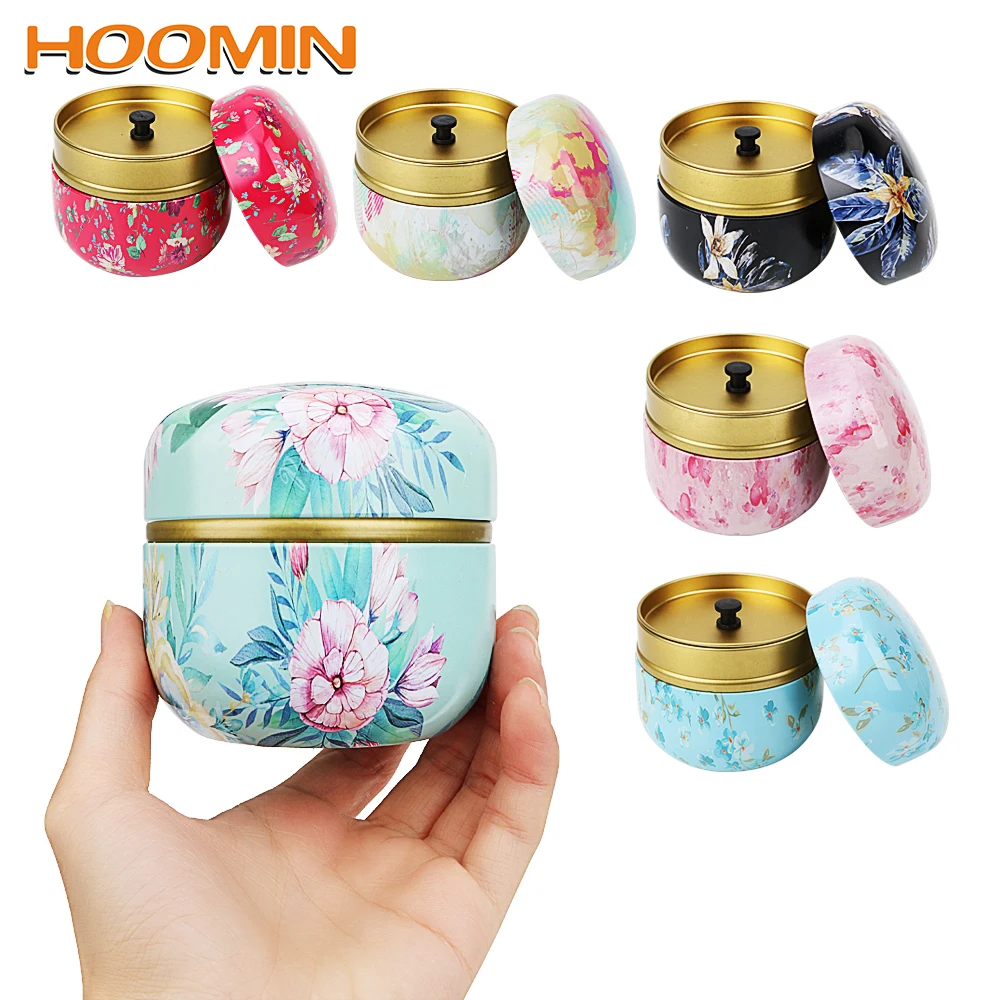 

HOOMIN Round Metal Tea Box Tea Jar Storage Holder Multifunction Matcha Container Mini Coffee Powder Organizer Cans Tea Caddies