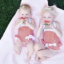 Детские в полоску одна деталь купальник обувь для девочек с милым бантом Монокини со шнуровкой Лето рюшами подол мягкая пляжная одежда