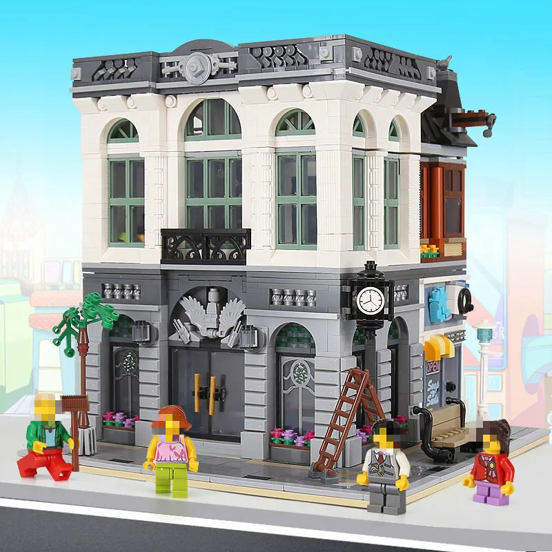 

LEPIN 15001 2418Pcs Brick Bank Model Building Kits Blocks Bricks Toy Compatible With legoing 10251 DIY Funny Educational Gifts