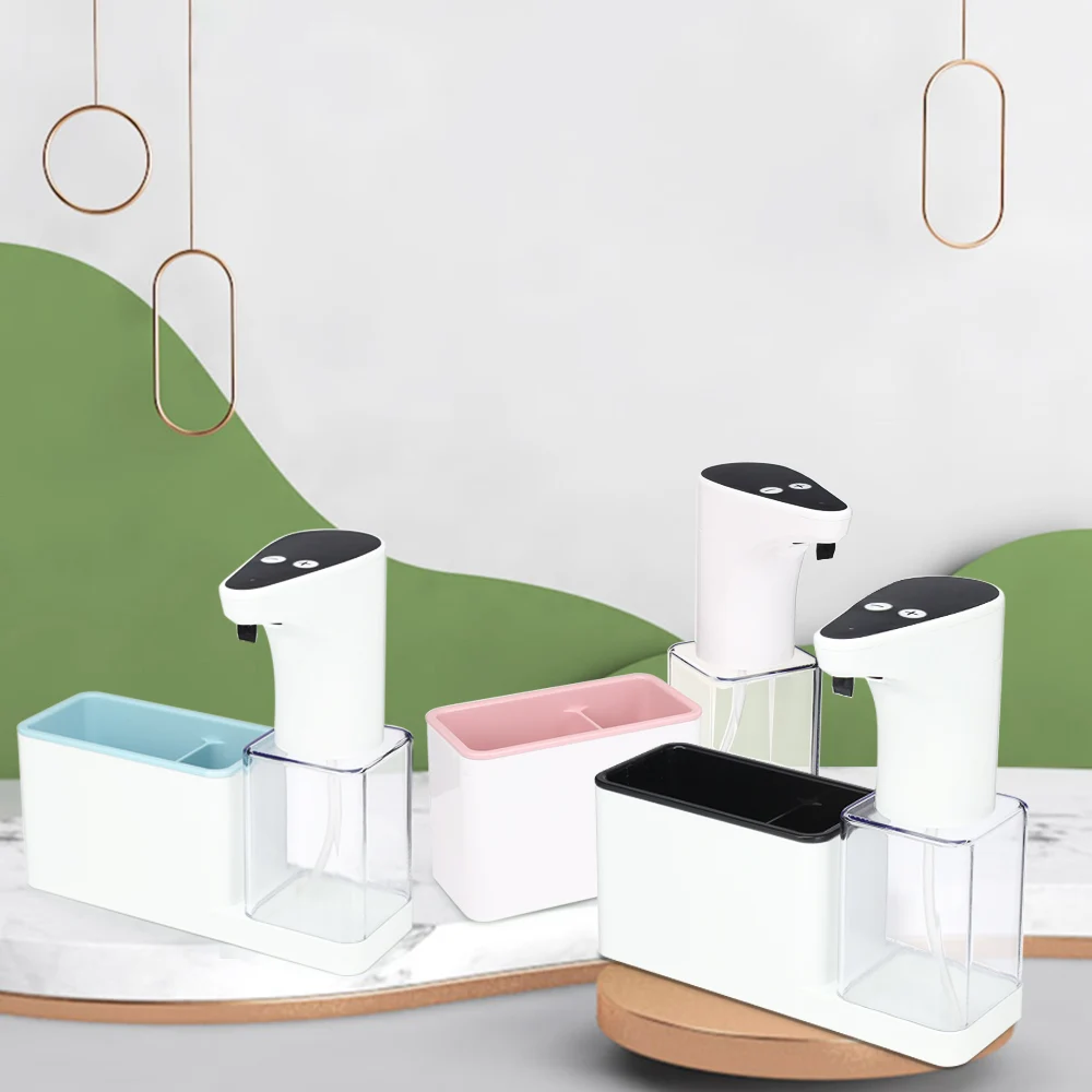 

450ml Infrared Sensor Automatic Soap Dispenser Touchless Foaming Hand Washer with Storage Function Waterproof Bathroom Kitchen