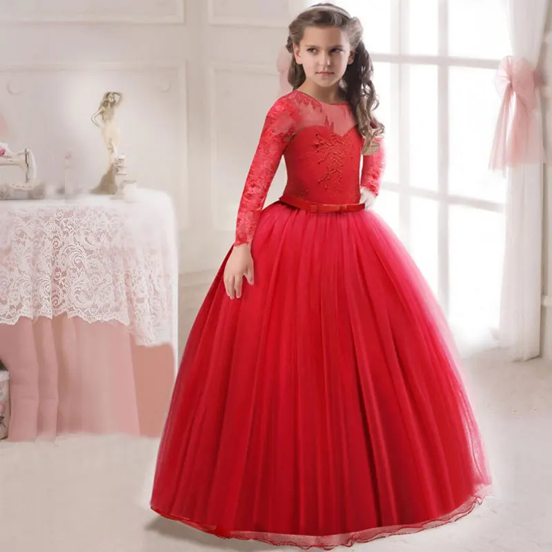 Vestido Para Comunion/кружевное платье с цветочным узором для девочек бальное из тюля
