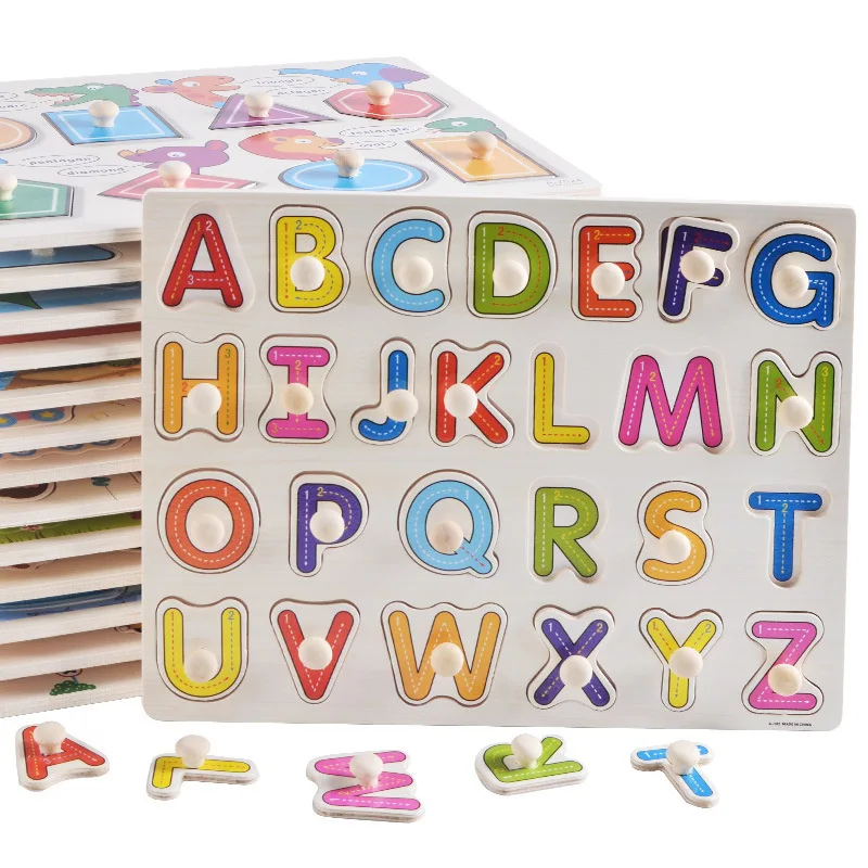 

36Color Kid Early Educational Toys Baby Hand Grasp Wooden Puzzle Toy Alphabet And Digit Learning Education Child Wood Jigsaw Toy