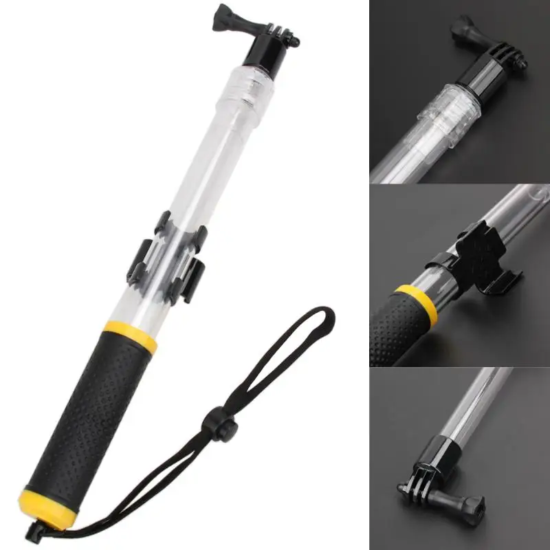 

Unique Telescoping Waterproof Selfie Stick for GoPro Camera 180 Angle Swivel Head Camera Tripod Holder With Wi-Fi Remote Clip