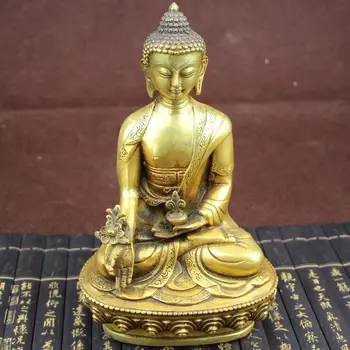 

Collection Chinese Brass CarvedA Lotus Blossom Tibet Tibetan Brass Medicine Buddha Statue Exquisite Small Statues