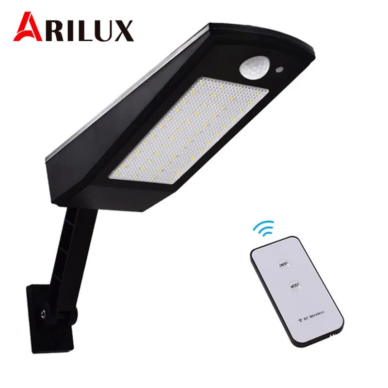 Conduziu a Luz Solar ao ar Impermeável para a Parede do Jardim Solar com Controle Arilux Livre Iluminação Leds Quatro Modos Rotable Pólo Lâmpada Remoto Contro 48