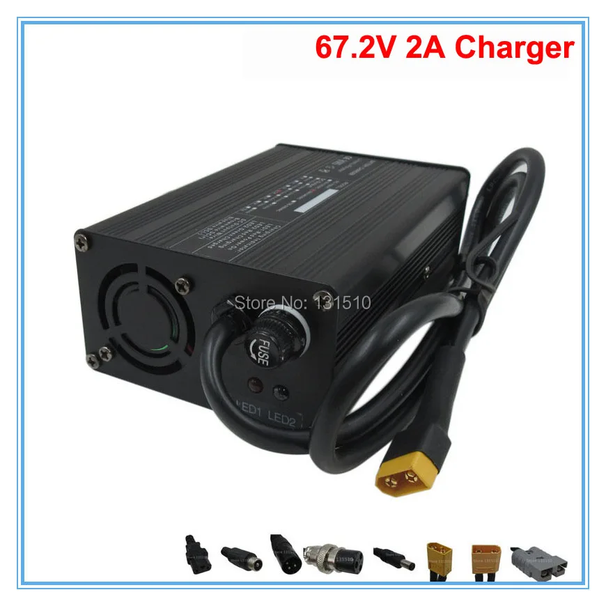 

180W 67.2V 2A Li ion Battery charger with fan 60V Smart charger Use for 67.2V 16S electric bike battery pack free shipping