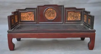 

Old Chinese Redwood Wood Carving Antiquity Rest Sleep Furniture Bed Statue