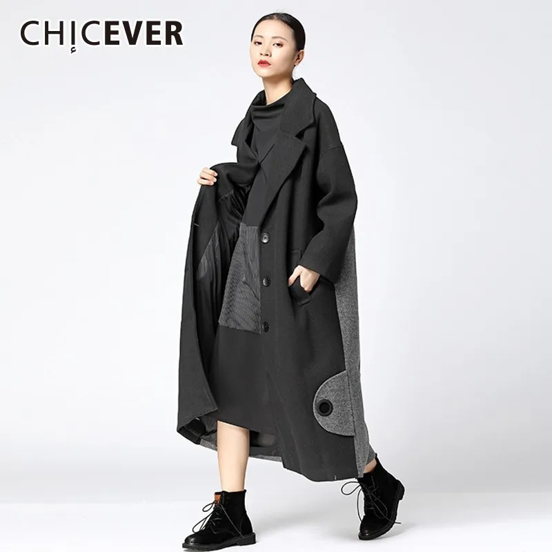 CHICEVER хит цвета пальто женские куртки с лацканами длинным рукавом однобортный женская зимняя куртка модная повседневная одежда новая