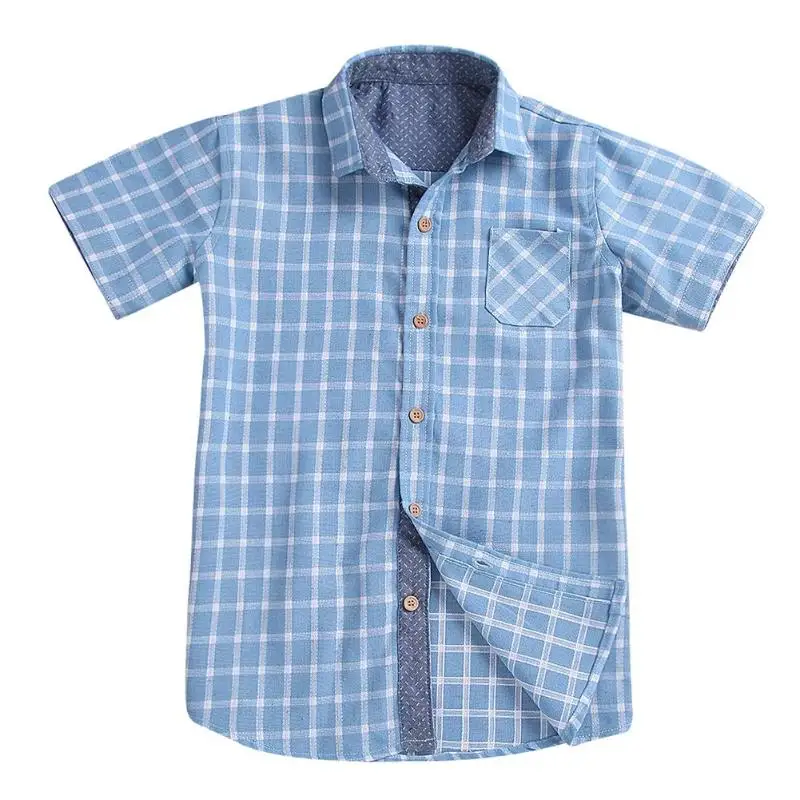 Shirt Boys Short Sleeve School Boys Dress Shirts For Children Baby Clothes For Kids Boys Collar Shirt Formal Birthday Shirts