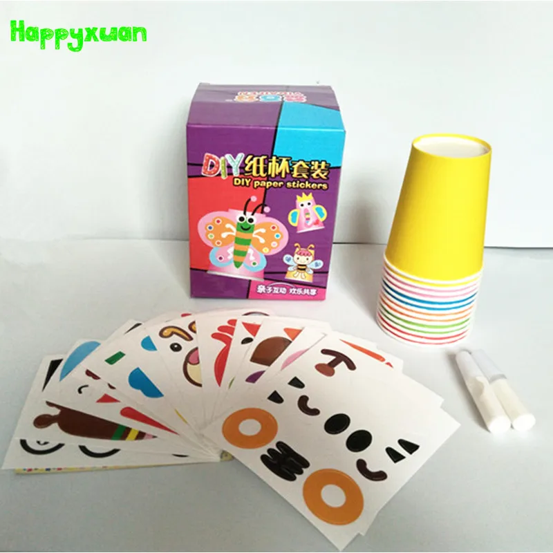 

Happyxuan 12pcs/set DIY Paper Cup Craft Kits Kids Cartoon Animal Gift Box Creative Kindergarten Baby Educational Toys