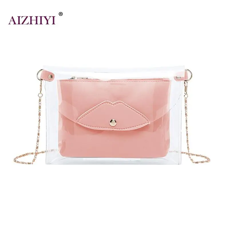 

Fashion Women Clear Handbag Beach Bag Small Casual Girls Transparent Shoulder Messenger Bags 2019 New Design Shoulder Bags