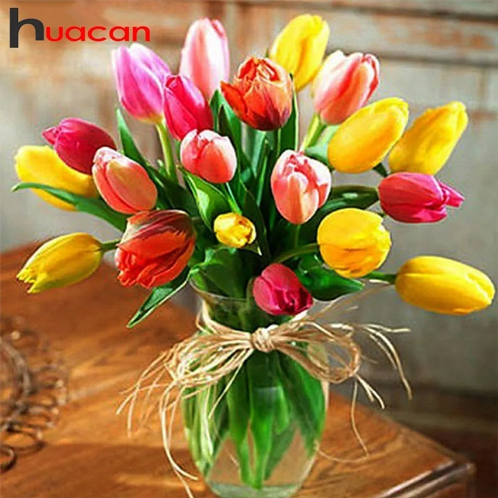 

Huacan Diamond Embroidery Sale Flowers 5D DIY Full Square Diamond Painting Cross Stitch Diamond Mosaic Needlework Home Decor
