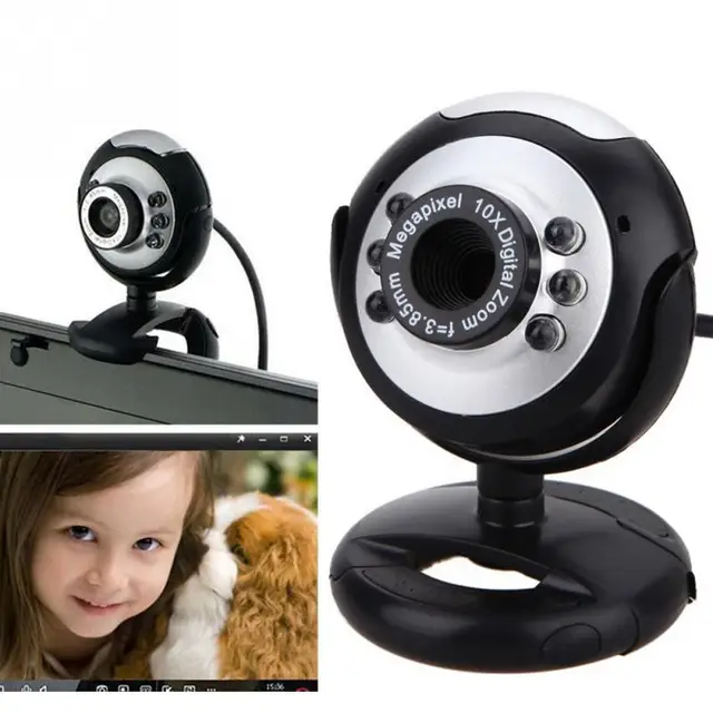 Best Price Portable 6 LED USB Web Webcam Built-in Microphone Software Enhancement 300000 pixels for PC Laptop Computer Desktop Accessories