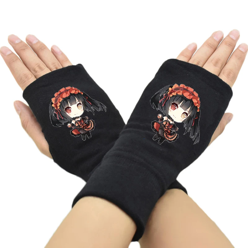 

2019 Fashion Men Women Fingerless Gloves Anime Date A LIVE Cotton Knit Wrist Glove Accessories Cosplay Mitten Hip-pop