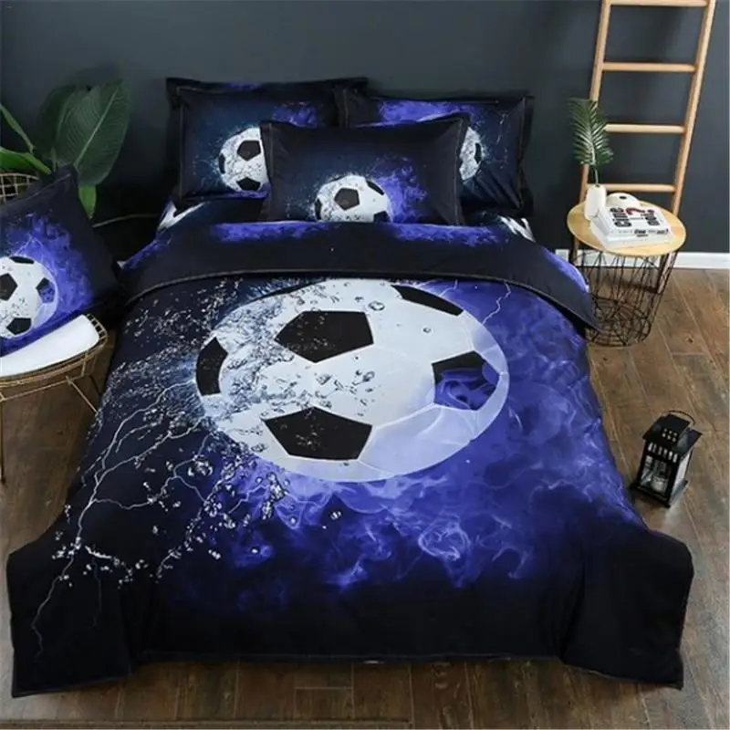 

2PCS/3PCS Soccer Duvet Cover Sets 3D Football Printed Bedding Set Single Double Full Queen King Home Textile