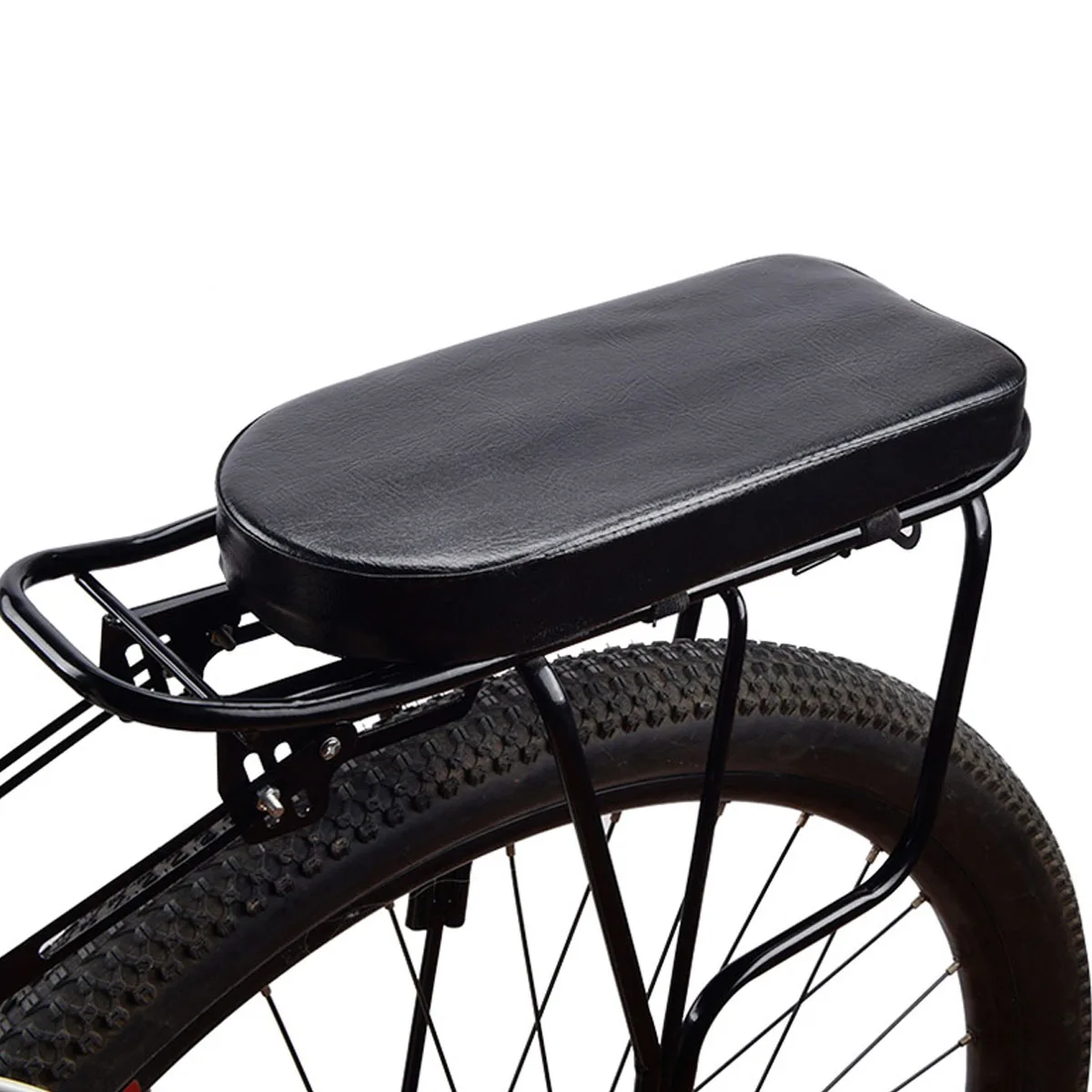 

PU Black Bicycle Saddle Rear Seat Mountain Bike Saddle Bicycle Chair Carrier Cushion Soft Thick Bicycle Cushion